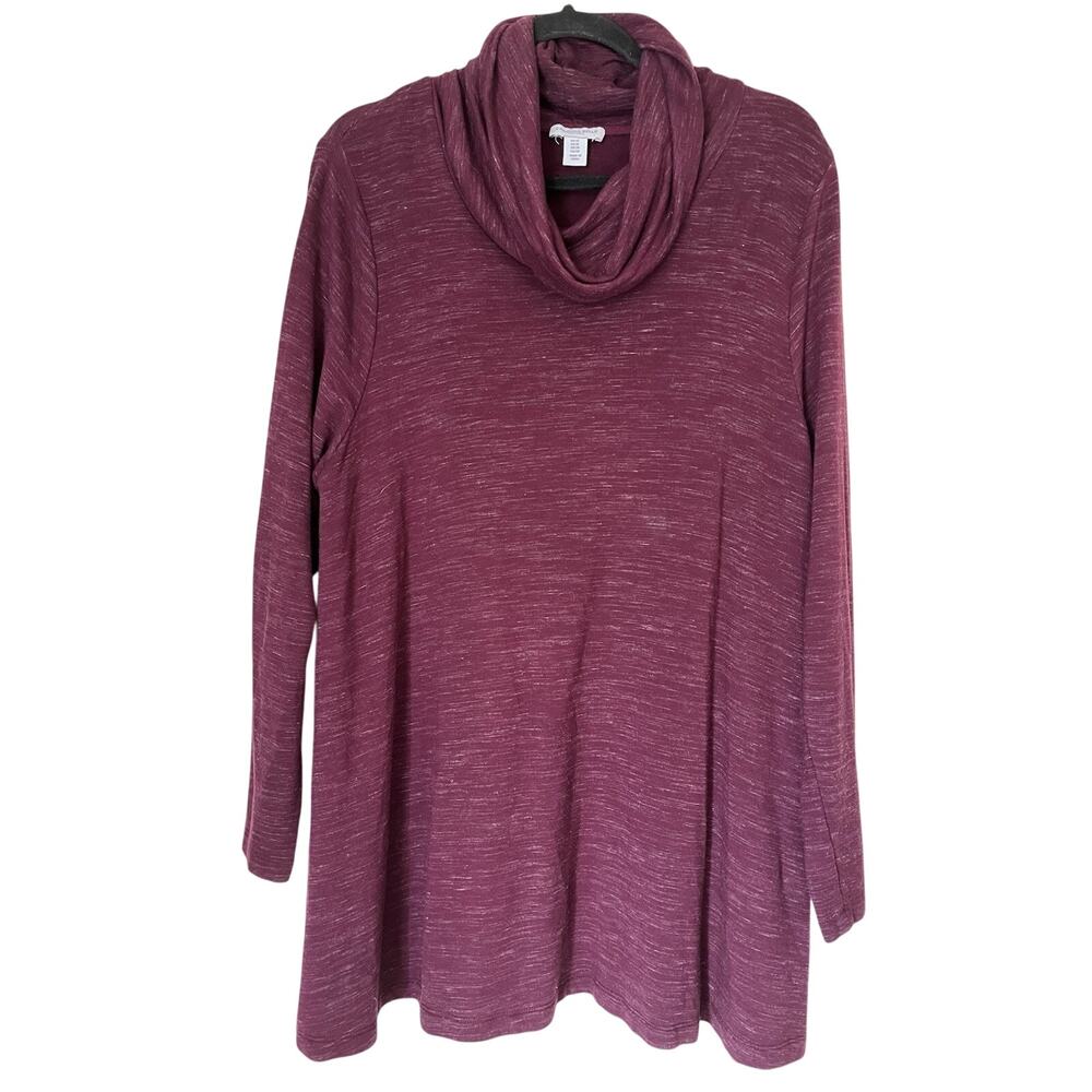 Carolina Belle Montreal Womens 1XL Swing Tunic/Top Cowl Neck Purple Tweed